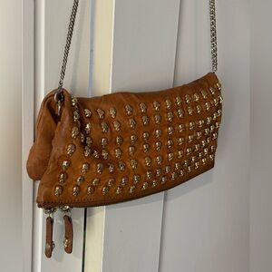 Thomas Wylde Skull Studded Foldover Shoulder Bag